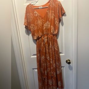 Burnt orange floral maxi dress